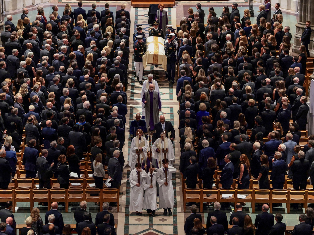 Mourners attend the funeral service for late US Senator Lindsey Graham at Washington National Cathedral in Washington DC. Photo: Reuters