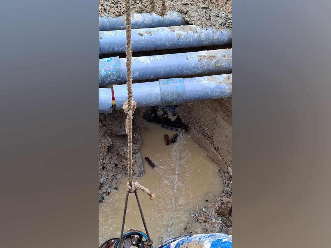 The Water Supplies Department says repairing the damaged pipe was a complicated task. Photo courtesy of the Water Supplies Department