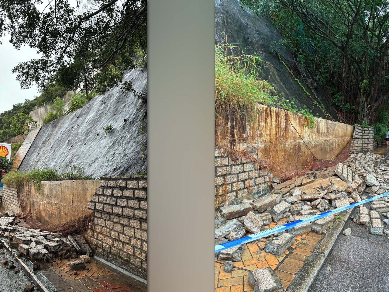 土力工程處確認，該擋土牆及其上方斜坡的穩定性不受影響。（土力工程處社交網站圖片）
