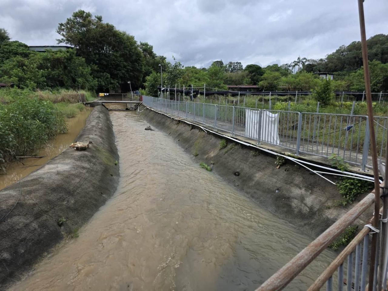 渠務署緊急應變隊伍已於新田石湖圍信芯園完成處理水浸。（渠務署社交網頁圖片）