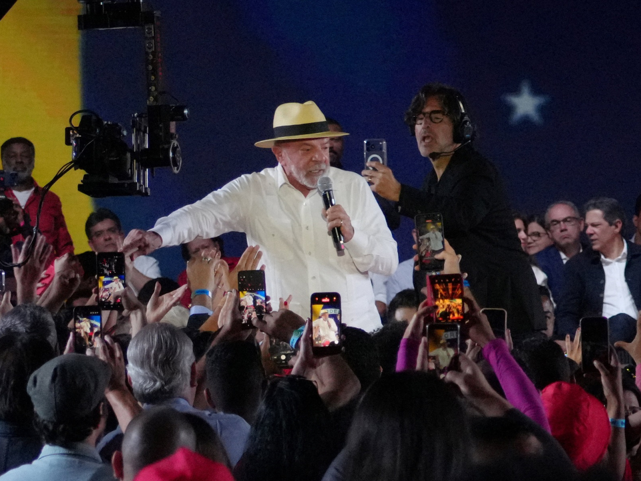 Brazilian President Luiz Inacio Lula da Silva speaks during his nomination as a candidate to run for his fourth term in October's presidential election. Photo: Reuters