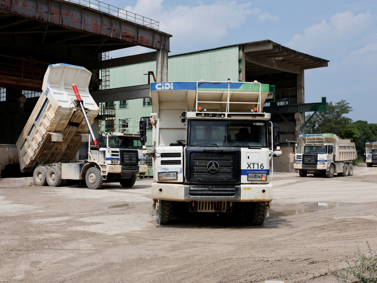 Electric autonomous mining trucks are seen at a quarry in Jiangsu province. File photo: Reuters