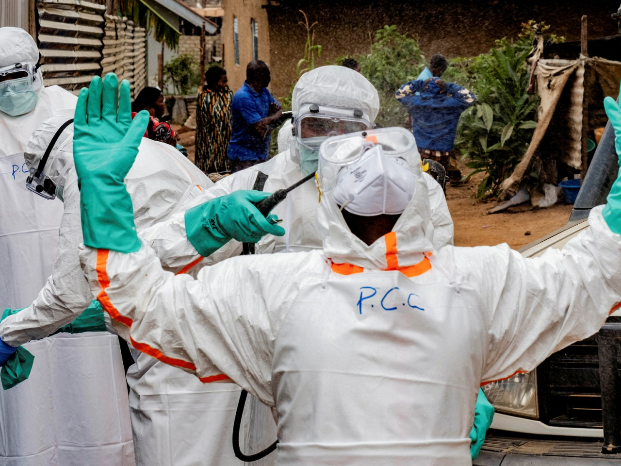 Congolese health workers disinfect after handling the body of someone who's believed to have died of Ebola. File photo: Reuters