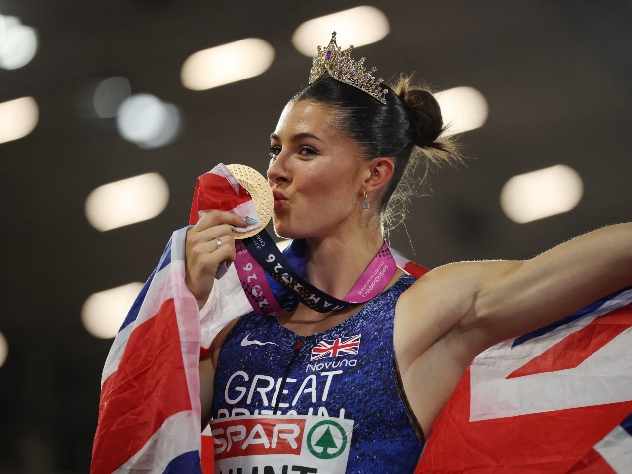 Hunt completed a season-best time of 22.19 seconds to claim gold in the 200m sprint in Birmingham. Photo: Reuters