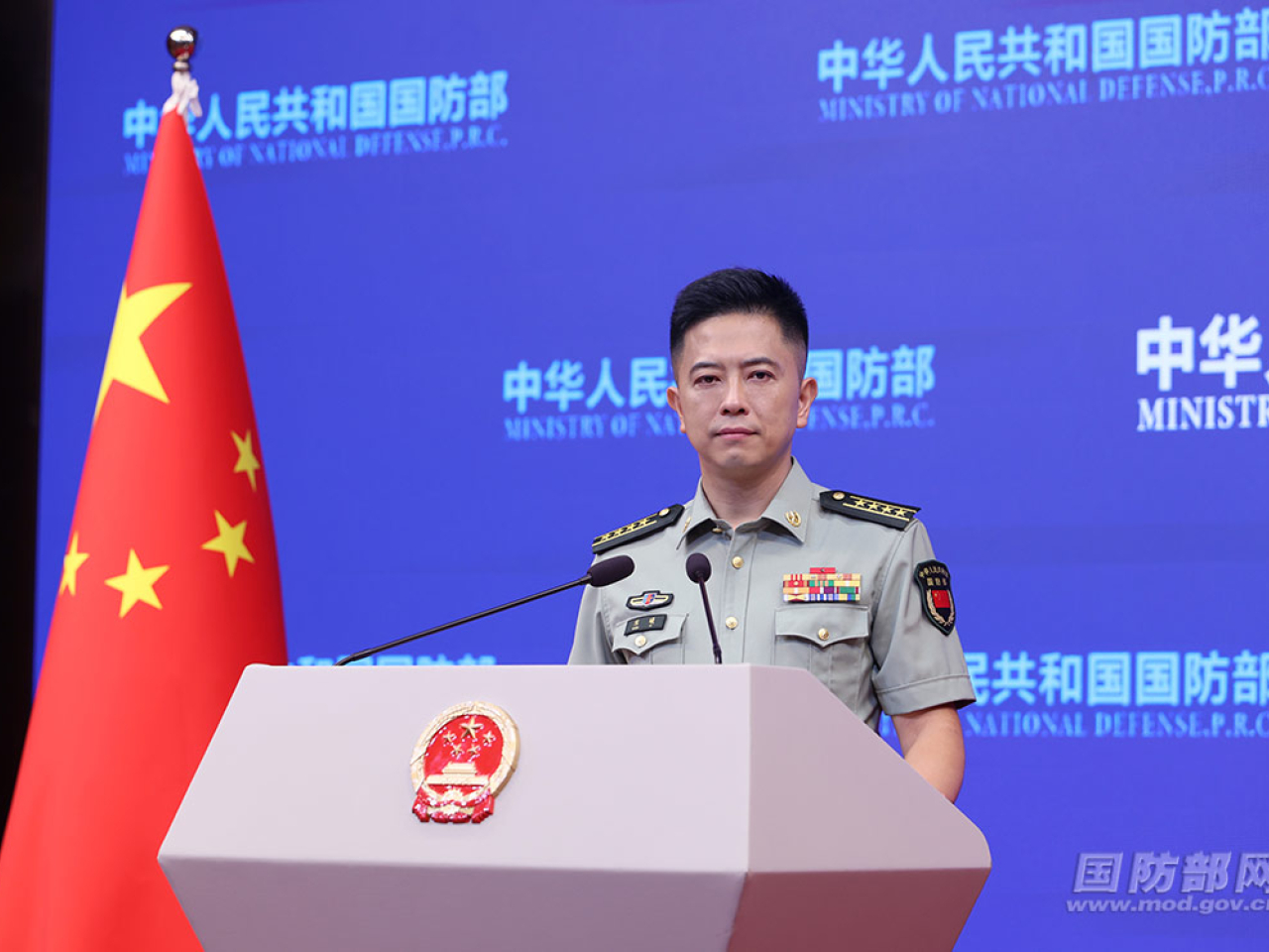 陳曦表示，堅決反對菲澳兩國對中方的無端指責和攻擊抹黑。（國防部網頁圖片）