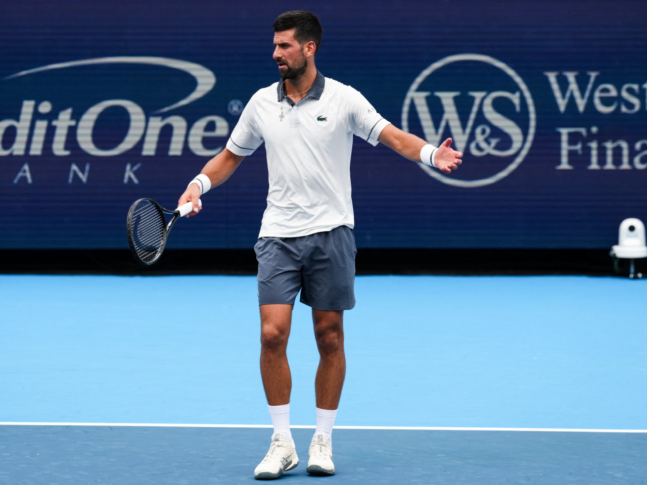 Novak Djokovic reacts after returning a shot against Thiago Agust&iacute;n Tirante during the Cincinnati Open at Lindner Family Tennis Centre. Photo: Reuters