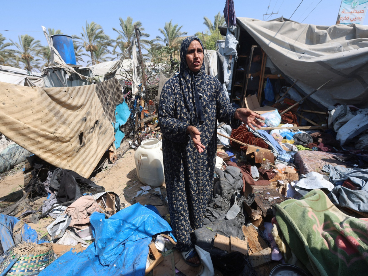 At least one Palestinian was killed in an Israeli strike on a tent encampment in Khan Younis, medics said. Photo: Reuters