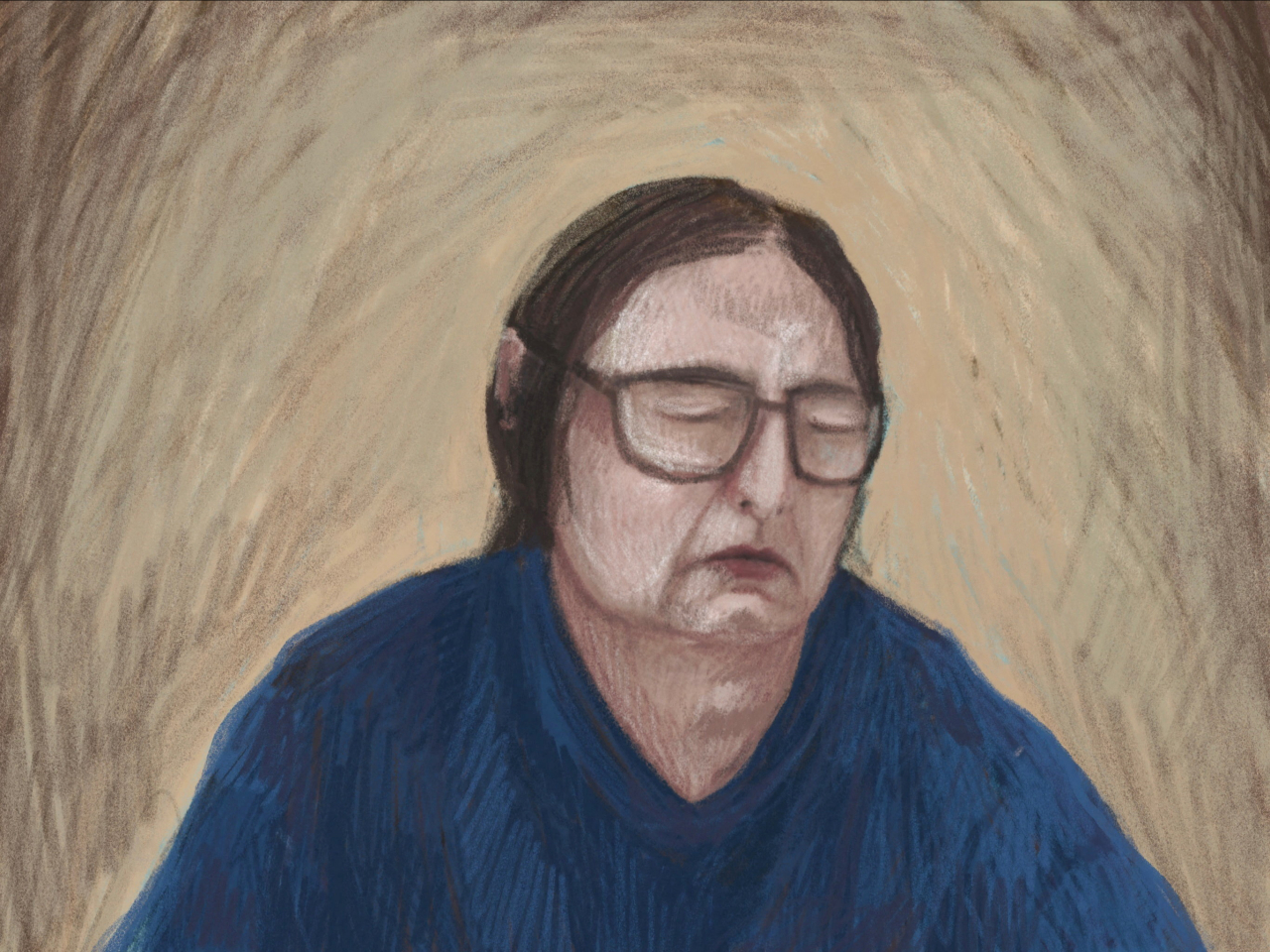 A courtroom sketch shows Erin Patterson attending proceedings via a video link from the Dame Phyllis Frost Centre, in the Victorian Court of Appeal in Melbourne. Photo: Reuters