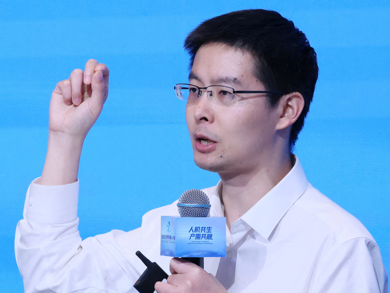 Wang Xingxing says the hope is for a robot to achieve 80 percent of tasks through ⁠voice or text commands. Photo: Reuters