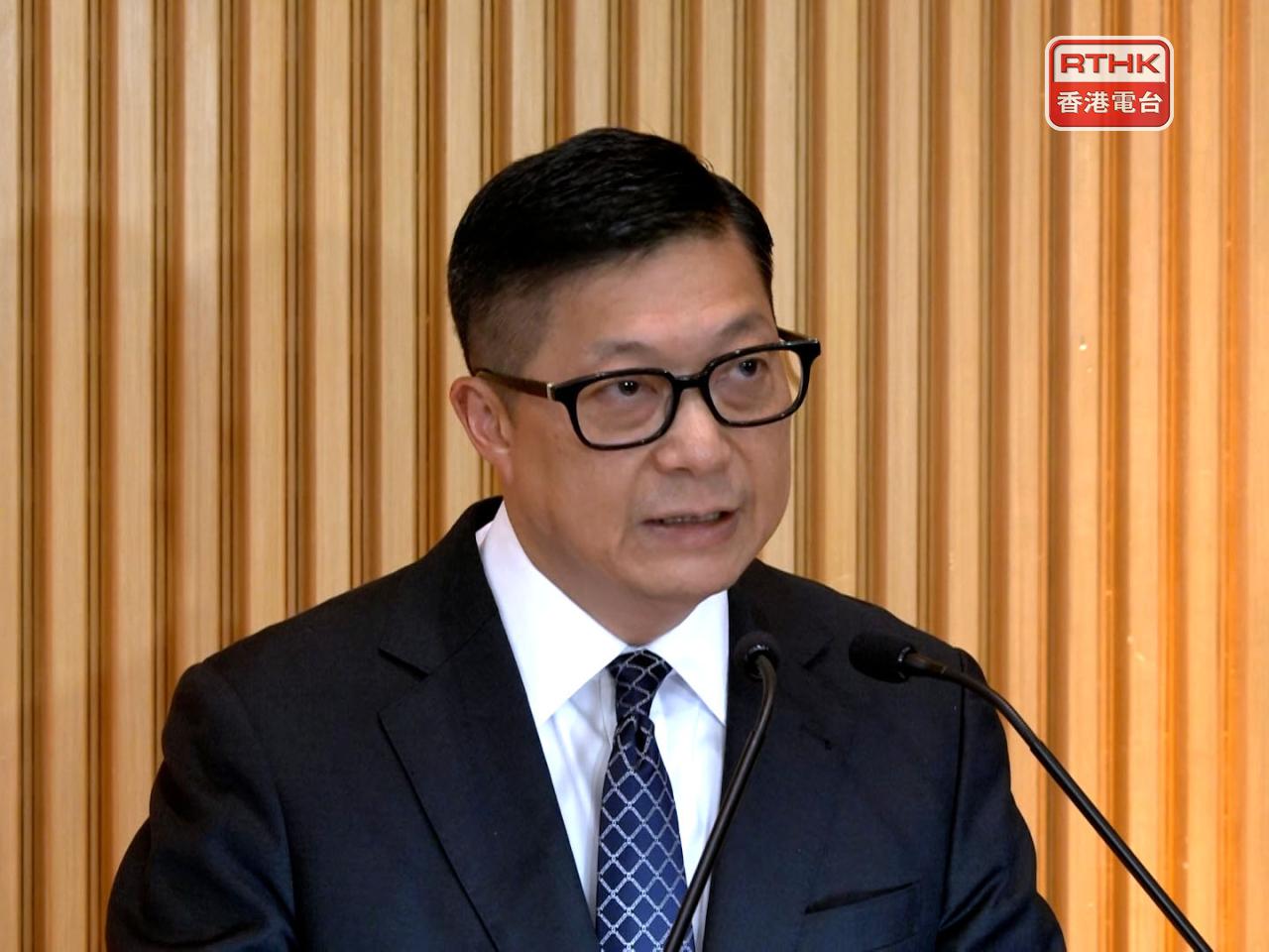 鄧炳強稱，支聯會鼓吹推翻共產黨領導及憲法，煽動顛覆國家難逃法網。（孔令輝攝）