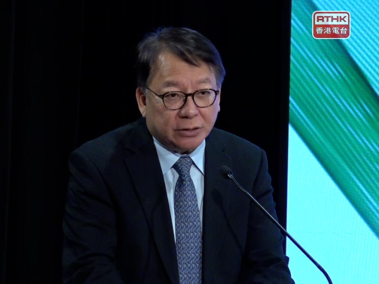 陳國基表示，樓宇老化的速度通常較重建快，要敢於思考、勇於創新，突破困局。（彭冠中攝）