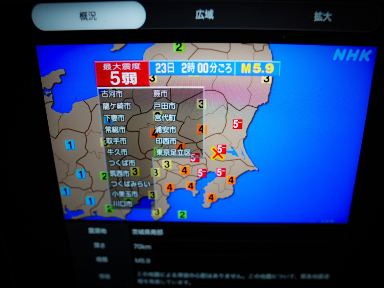 日本茨城縣南部凌晨發生5.9級地震。（新華社）