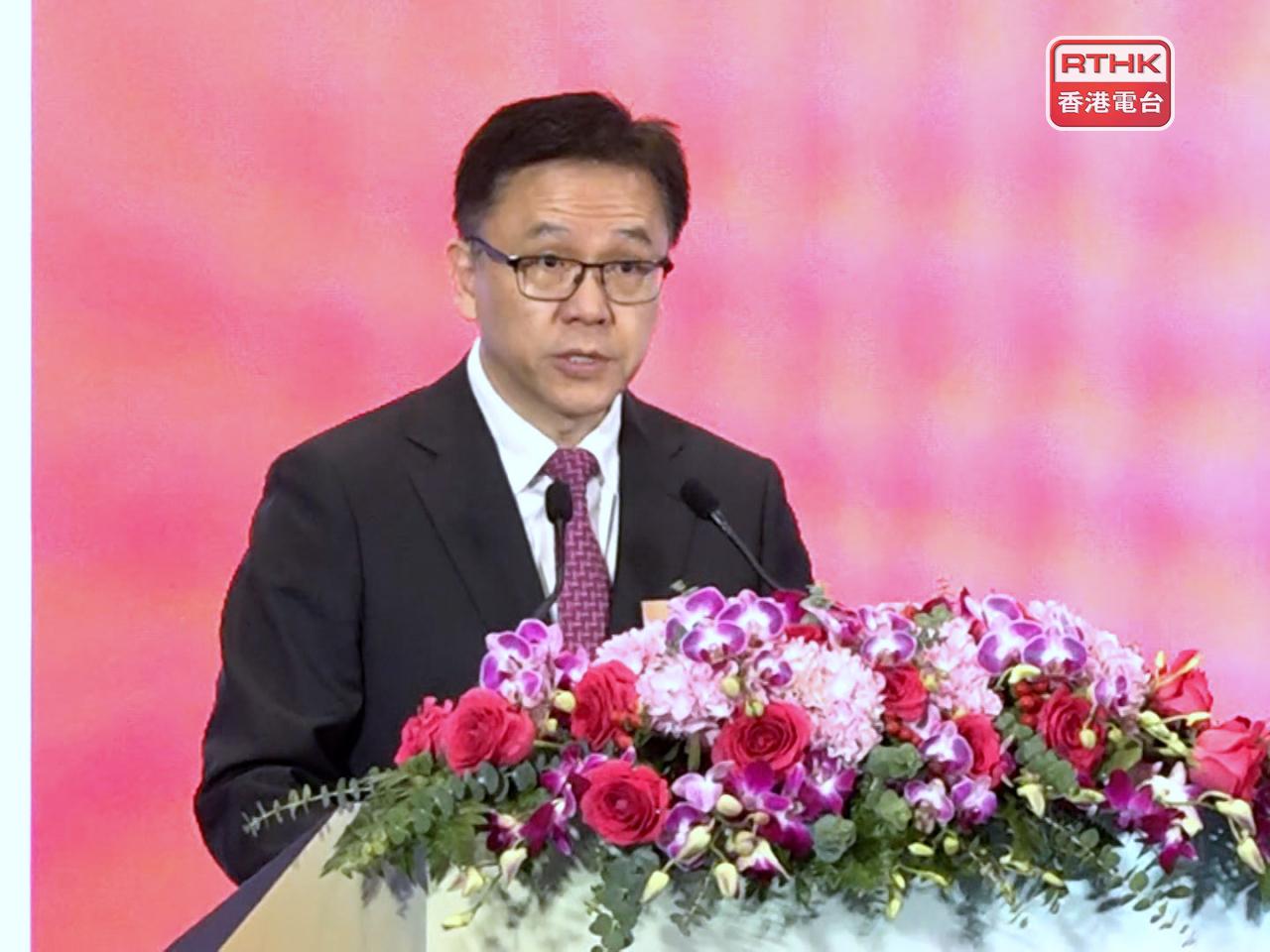 孫東表示，特區政府正推出一系列扶持初創企業的措施，並培育更多獨角獸企業。（彭冠中攝）