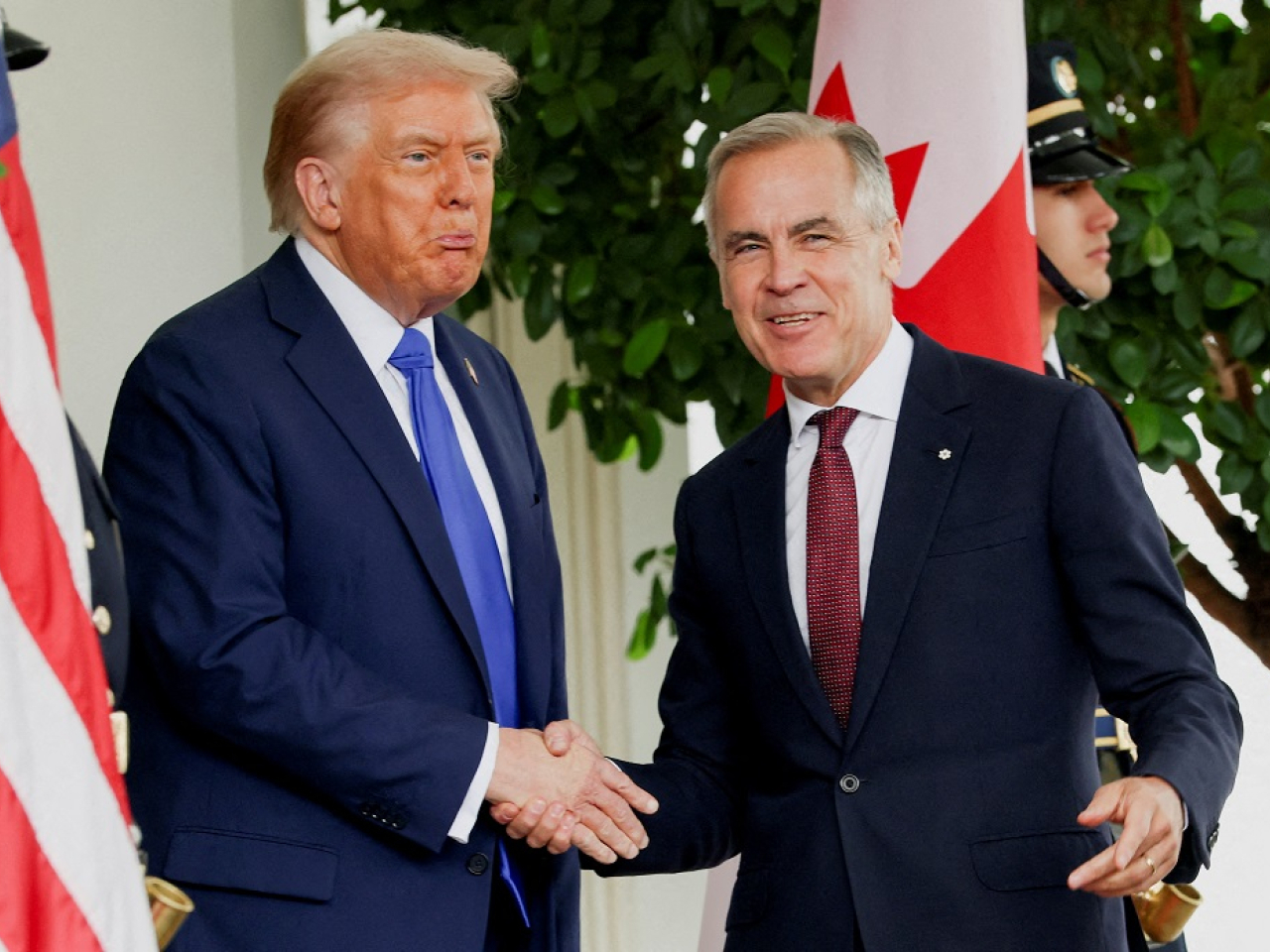 As the relationship between Donald Trump and Mark Carney deteriorates, the US-Canada trade war escalates. File photo: Reuters