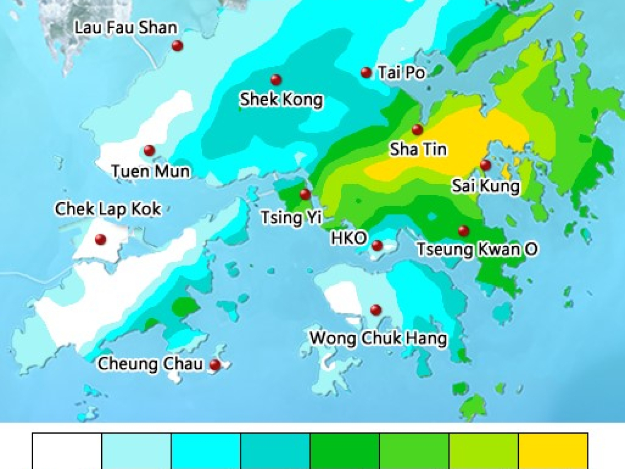 The Observatory issued the red rainstorm warning at 5.05am. Image courtesy of the Hong Kong Observatory