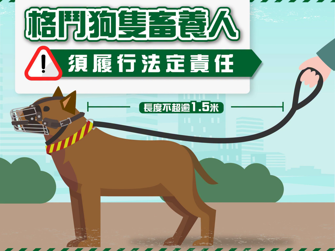 漁護署嚴正提醒所有格鬥狗隻畜養人有關飼養的責任。(漁護署社交平台)