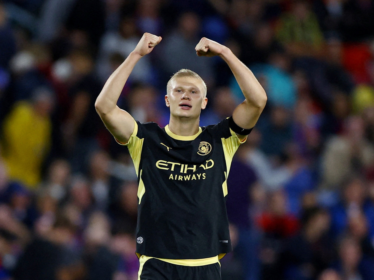 Erling Haaland celebrates scoring his team's fourth goal. Photo: Reuters