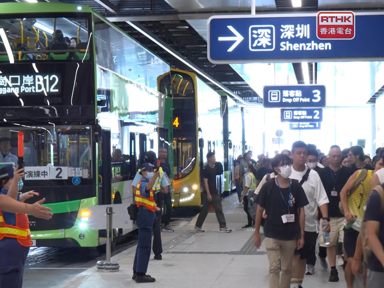 本港聯同深圳下午就皇崗口岸進行第二次跨境大型測試。（施華駿攝）