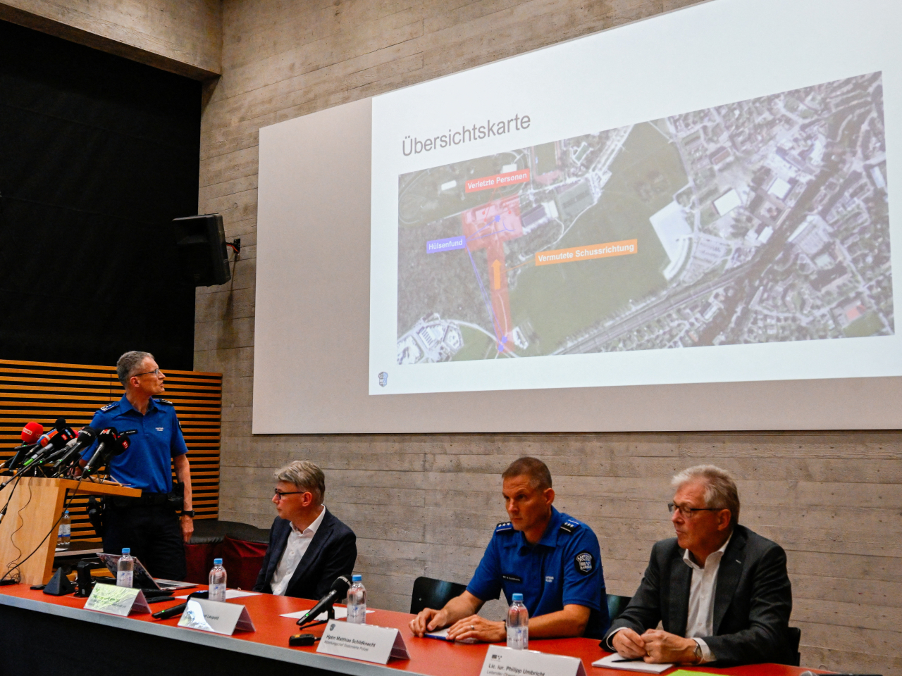 Police hold a press conference about the incident. Photo: Reuters