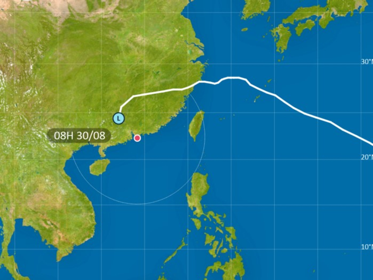 The forecaster says winds will pick up on Tuesday when the tropical cyclone reaches coastal Guangdong. Image courtesy of the Hong Kong Observatory