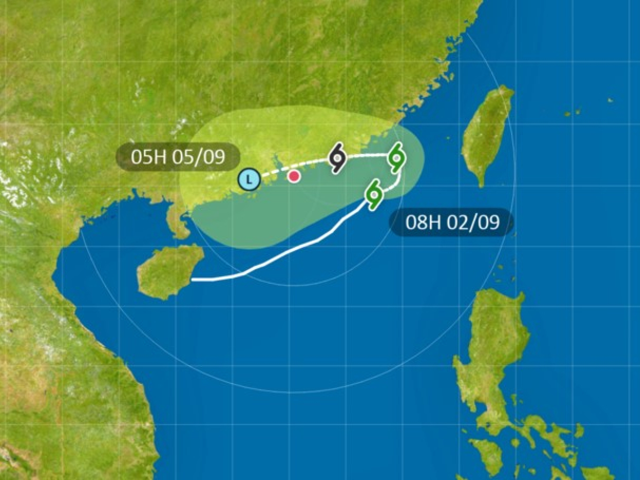 T1 remains force as Saudel edges closer to Hong Kong. Image courtesy of the Hong Kong Observatory.