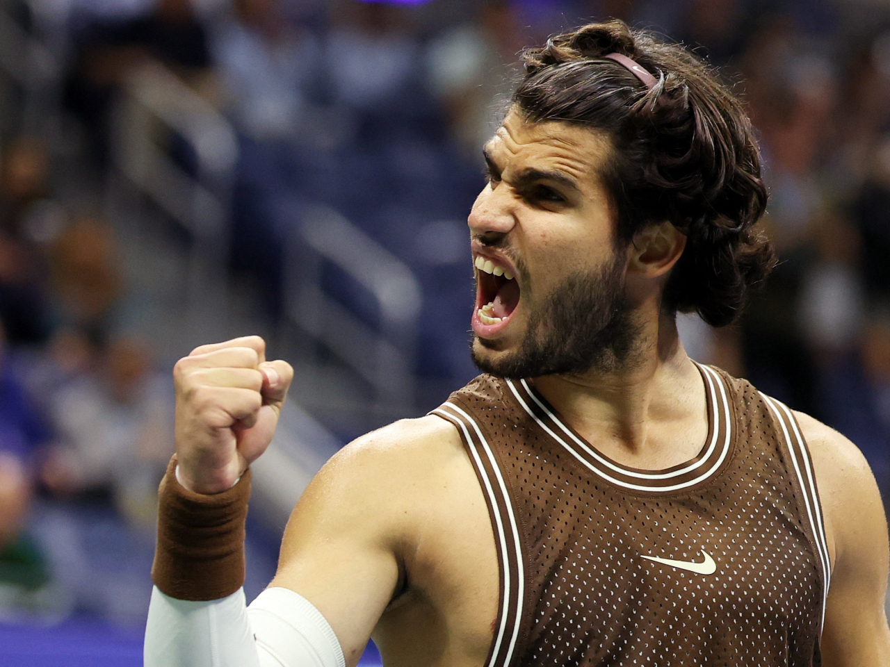 Alcaraz needed four sets to prevail over world number 72 Jaime Faria at Arthur Ashe Stadium. Photo: Reuters