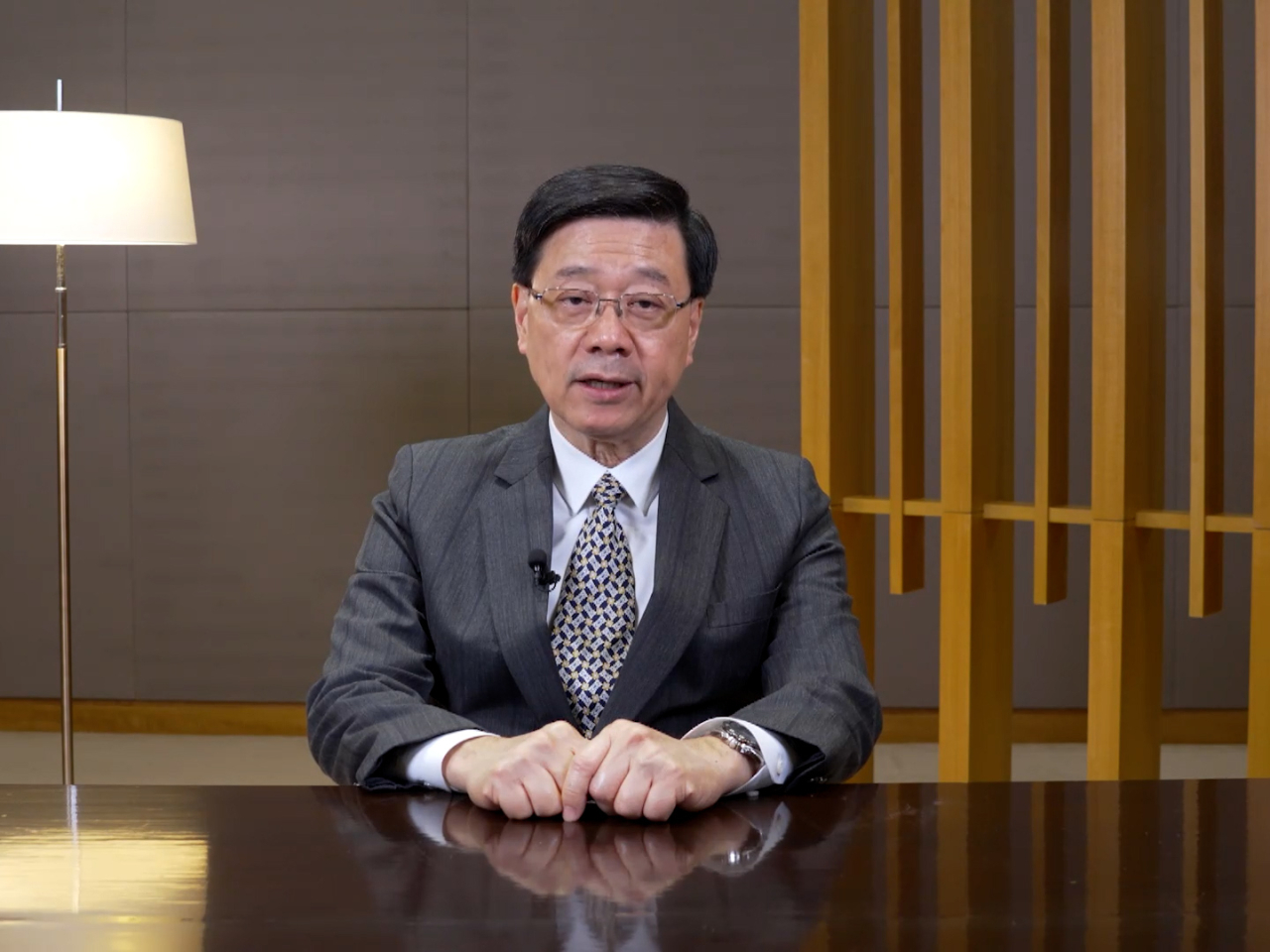 John Lee says Hong Kong is the only world city that converges both the China and global advantages. Photo courtesy of Information Services Department