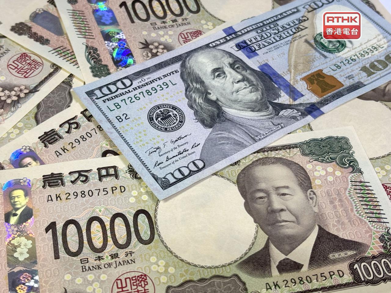 日圓在亞洲交易時段，一度升至152.9日圓兌1美元，在紐約尾市升逾0.2%，在154日圓兌1美元附近。（港台圖片）