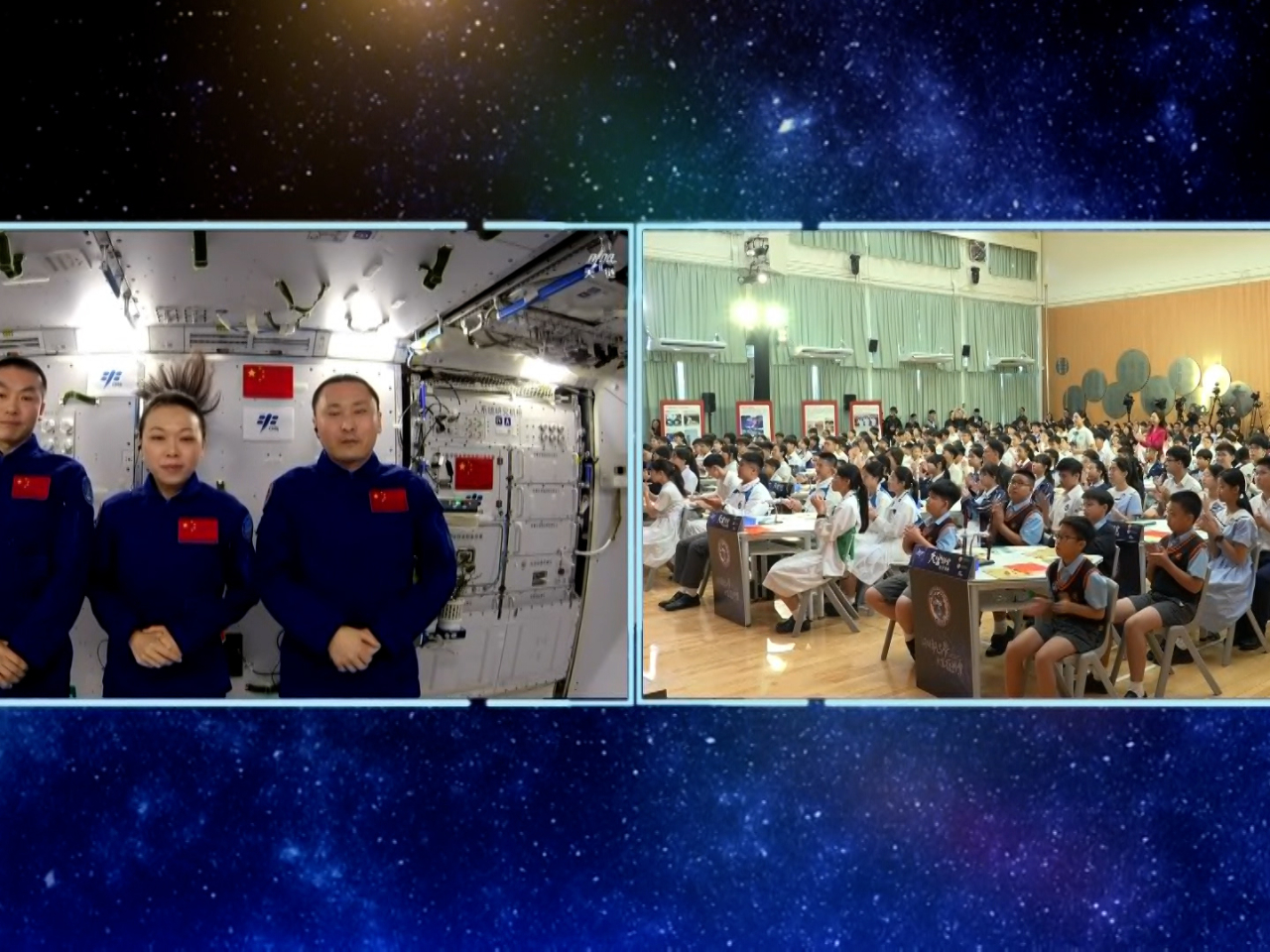 Lai Ka-ying led a 90-minute interactive tour, alongside her Shenzhou-23 crewmates, Zhu Yangzhu and Zhang Zhiyuan.