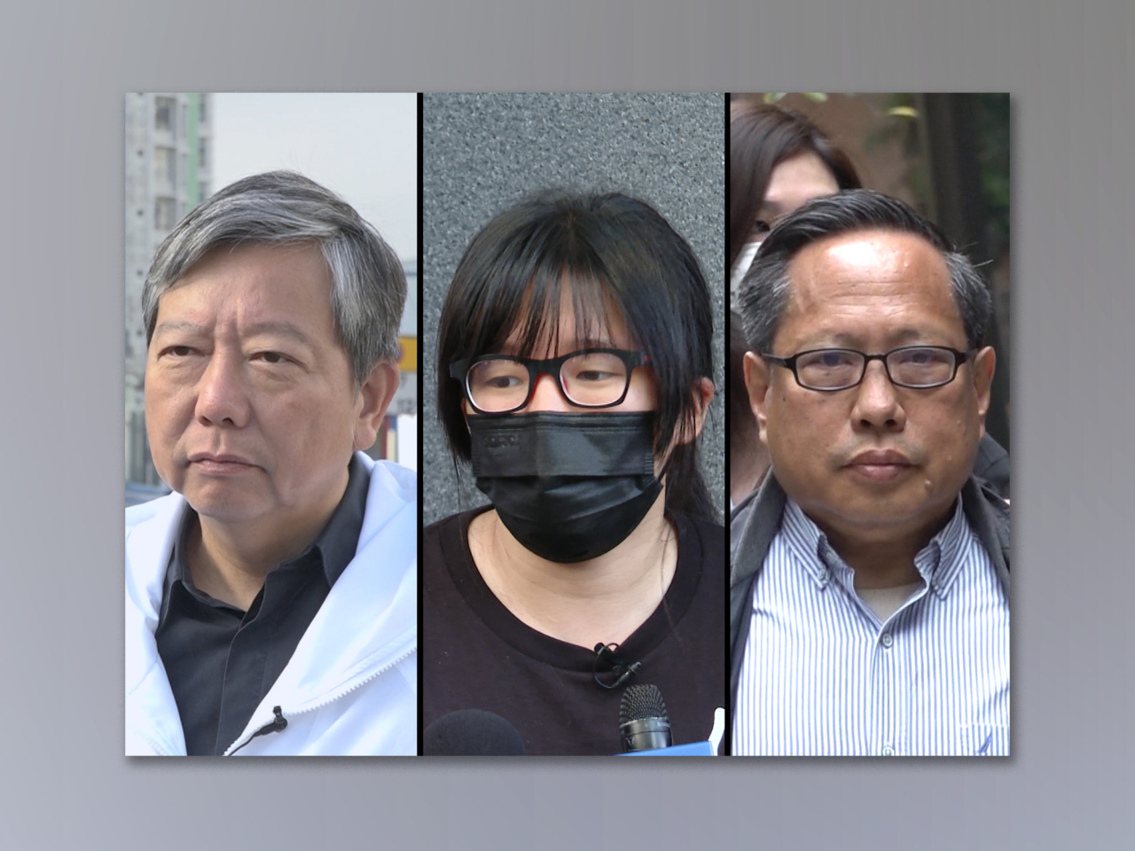 三名被告（左起）李卓人判囚7年，鄒幸彤判囚7年3個月，開審前認罪的何俊仁判5年2個月。