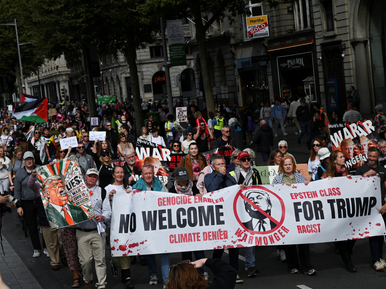 Demonstrators protest against the visit of US President Donald Trump in Dublin. Photo: Reuters