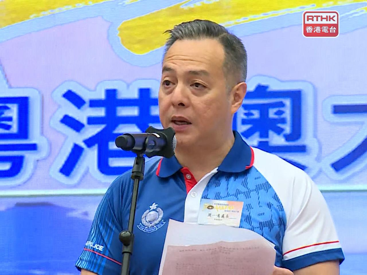 周一鳴說警隊在打擊罪案和服務市民方面毋懼種種挑戰，不斷檢討求變。（張連登攝）