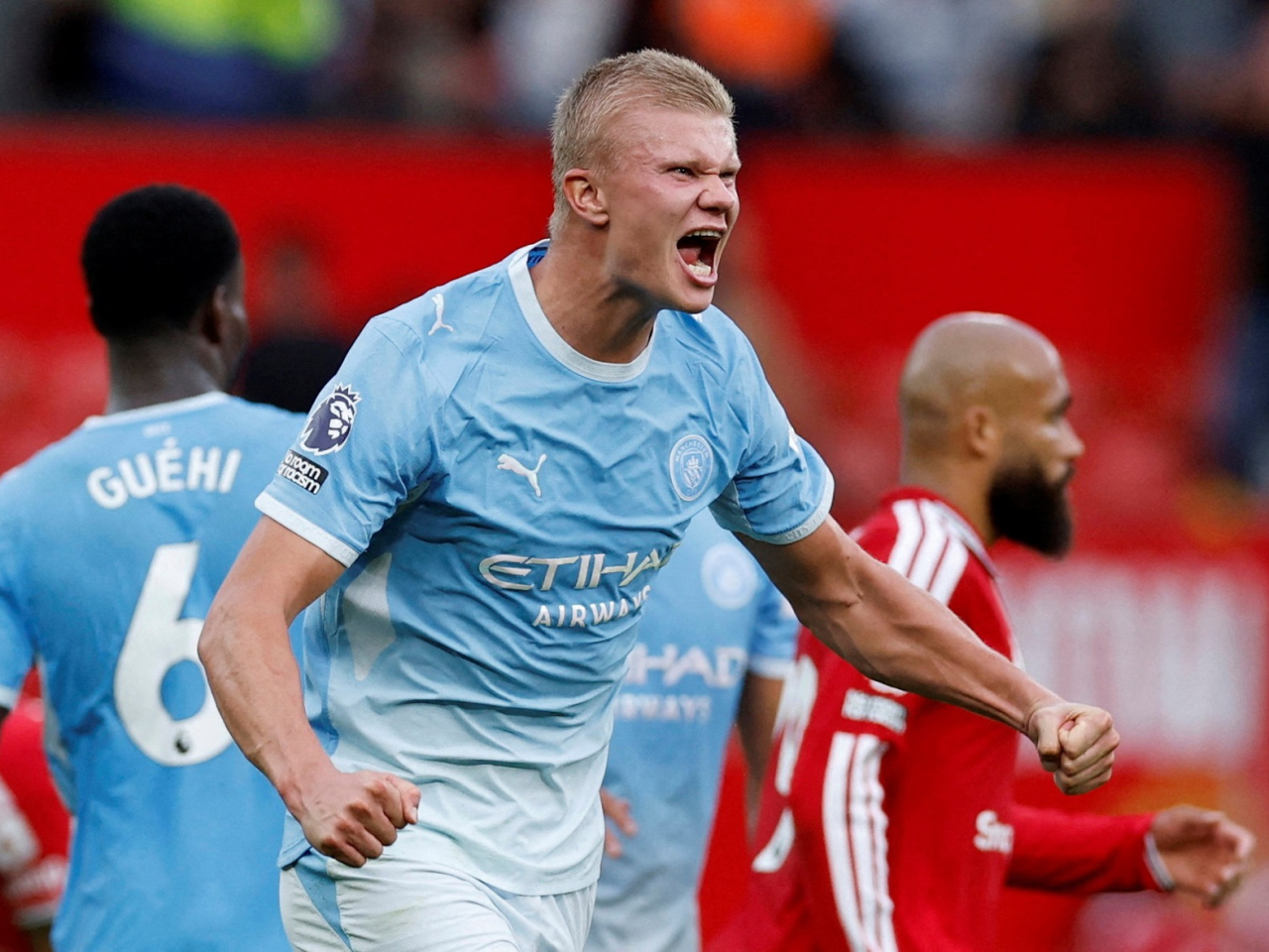 Haaland had scored the lone goal in Manchester City's victory over United even though teammate Enzo Fernandez was in an offside position. Photo: Reuters
