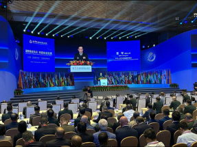 北京香山論壇今日在北京國際會議中心開幕，董軍出席並作出主旨發言。（鄧穎琳攝）