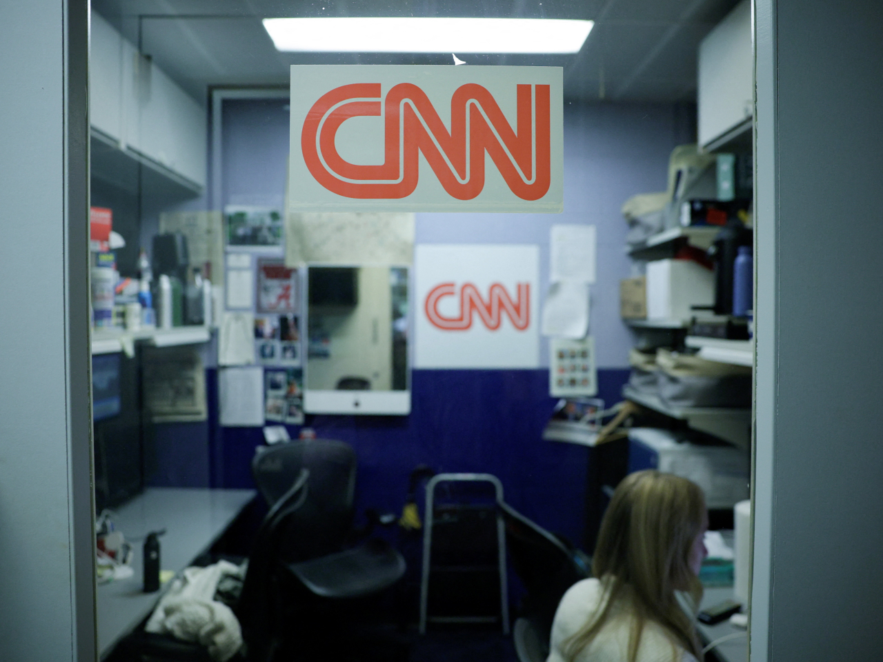 The CNN booth at the White House. Photo: Reuters