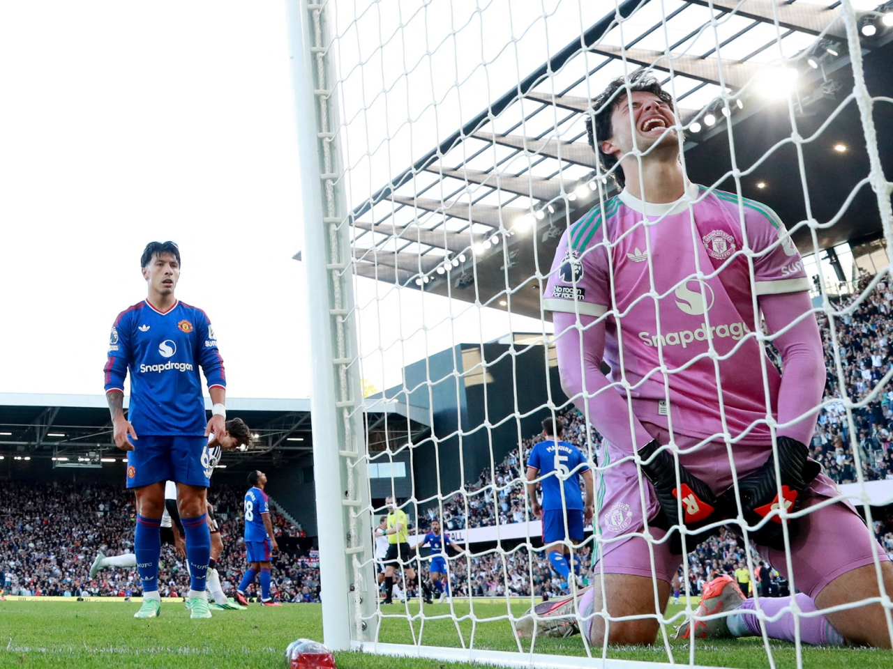 Manchester United's Lisandro Martinez reacts after he scores Fulham's first with an own goal. Photo: Action Images via Reuters