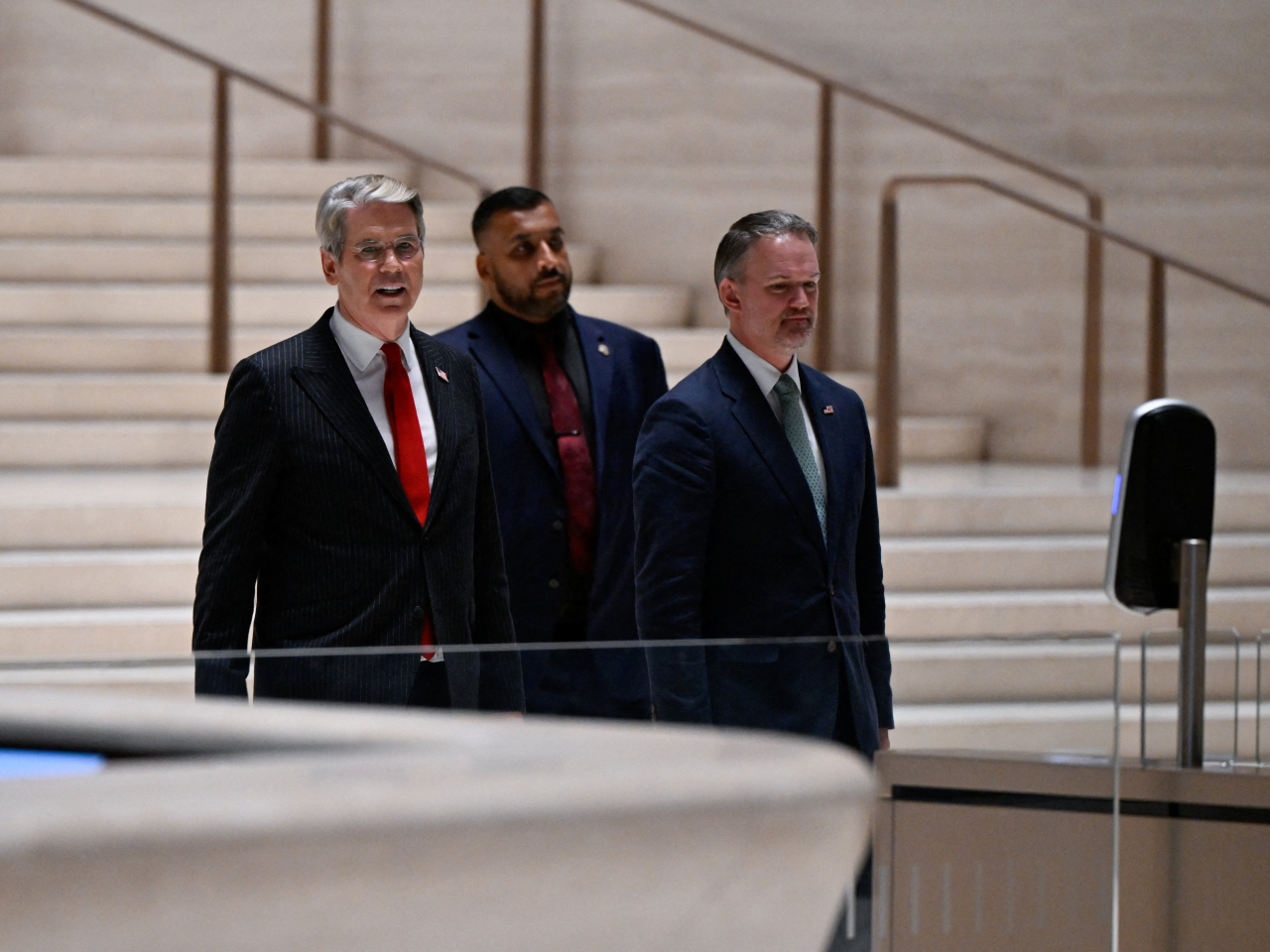 US Treasury Secretary Scott Bessent (left) and Trade Representative Jamieson Greer after their meeting with Vice Premier He Lifeng and the Chinese delegation. Photo: Reuters