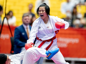 港隊黃卓莉於亞運空手道女子組手68公斤以下級奪銅牌