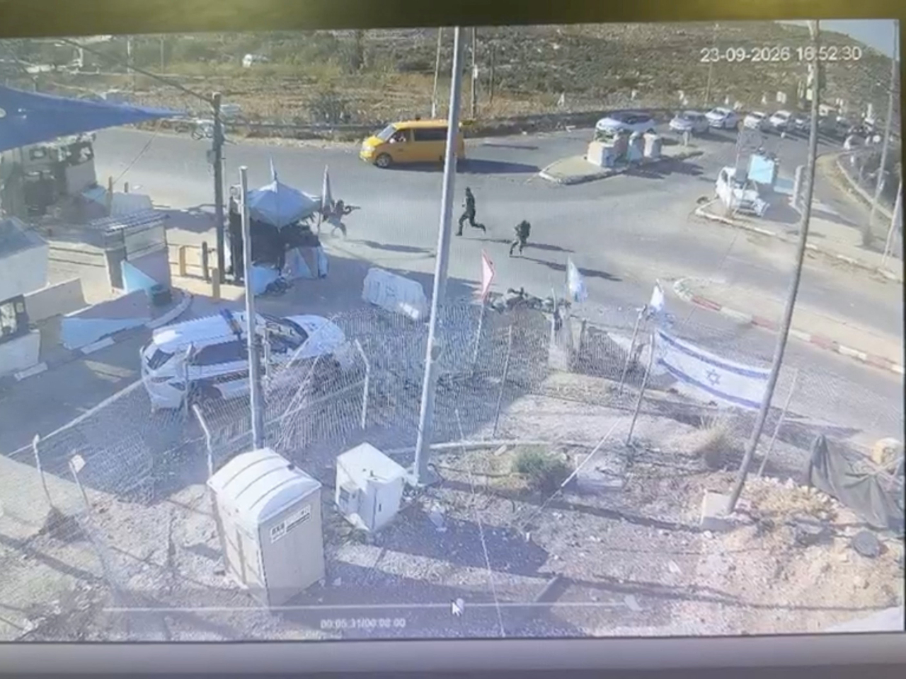 The scene of the ramming attack in the occupied West Bank. Photo: Reuters via social media