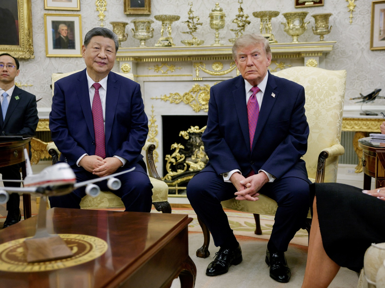 During talks with Donald Trump in the Oval Office, President Xi Jinping said the new vision of a constructive China-US relationship of strategic stability should be put into action. Photo: Reuters