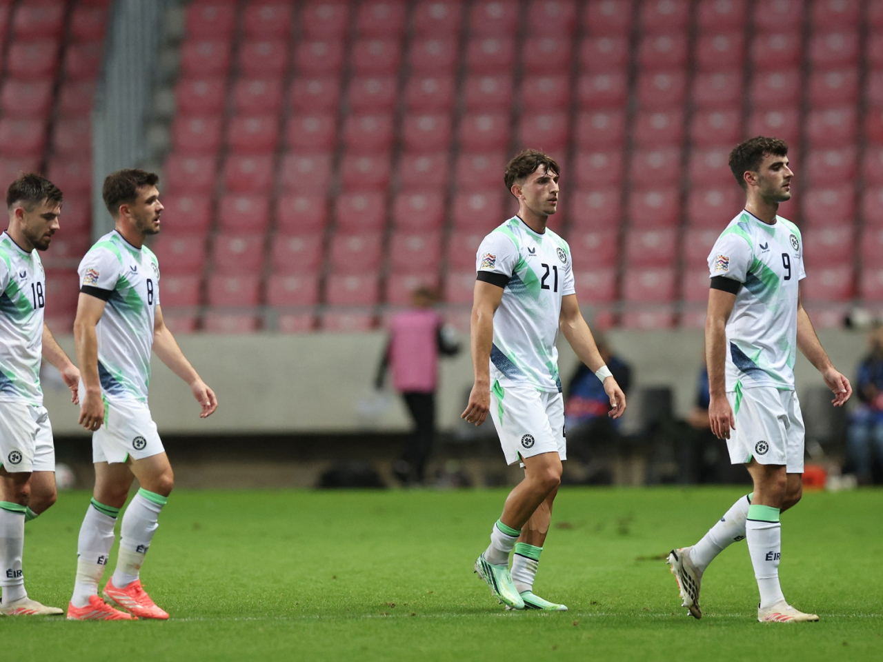 The teams skipped the traditional pre-match handshakes and Irish players wore black armbands. Photo: Reuters