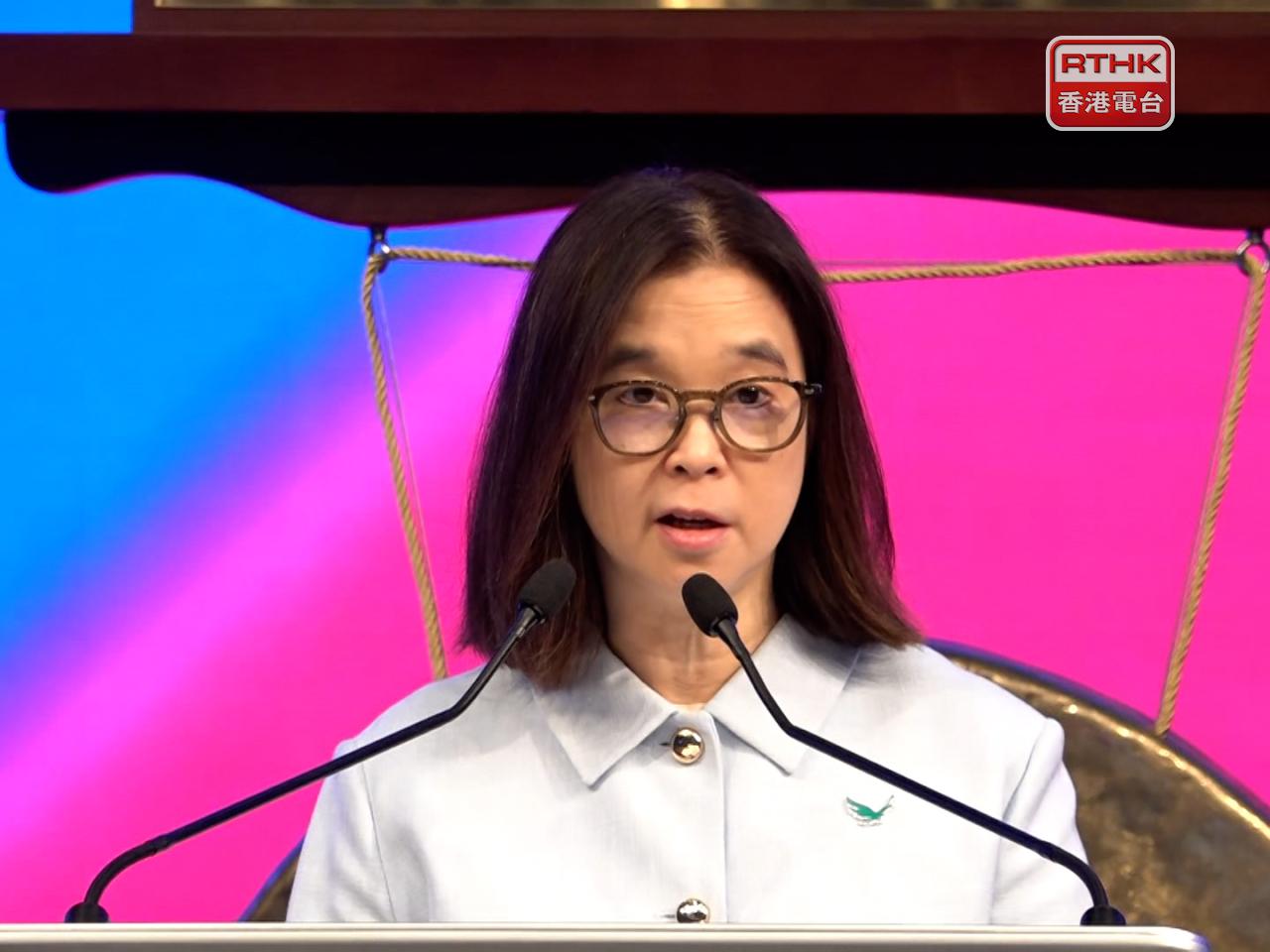 證監會陳端表示，期待更多具創新性的ETF產品來港上市，進一步豐富投資者選擇。（麥偉康攝）