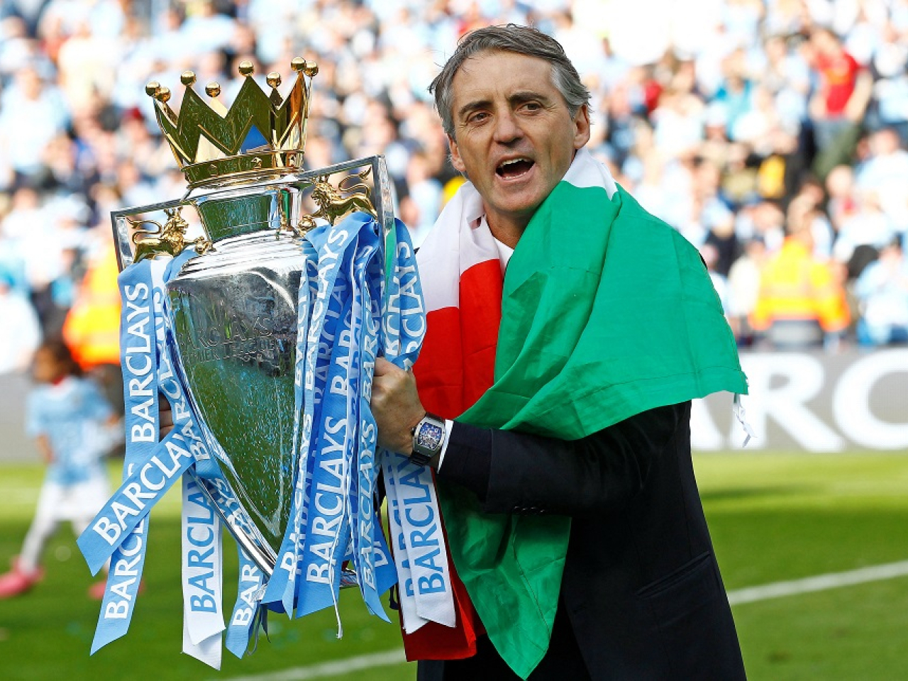 Roberto Mancini led Manchester City to their first English top-flight title in 44 years. File photo: Reuters