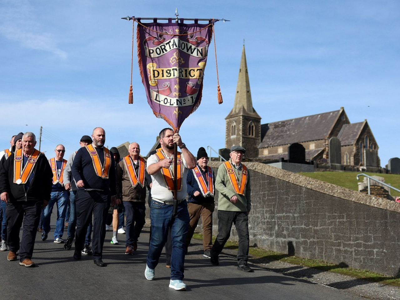 The Orange Order parade has so far been blocked from entering a mainly Catholic area. Photo: Reuters