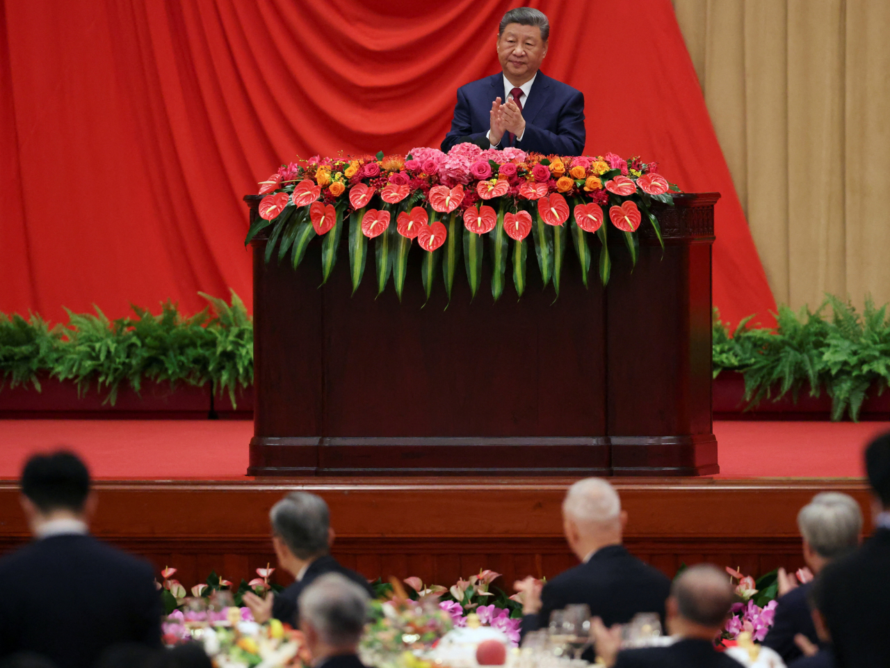 Xi Jinping speaks at a reception held at the Great Hall of the People. Photo: Reuters
