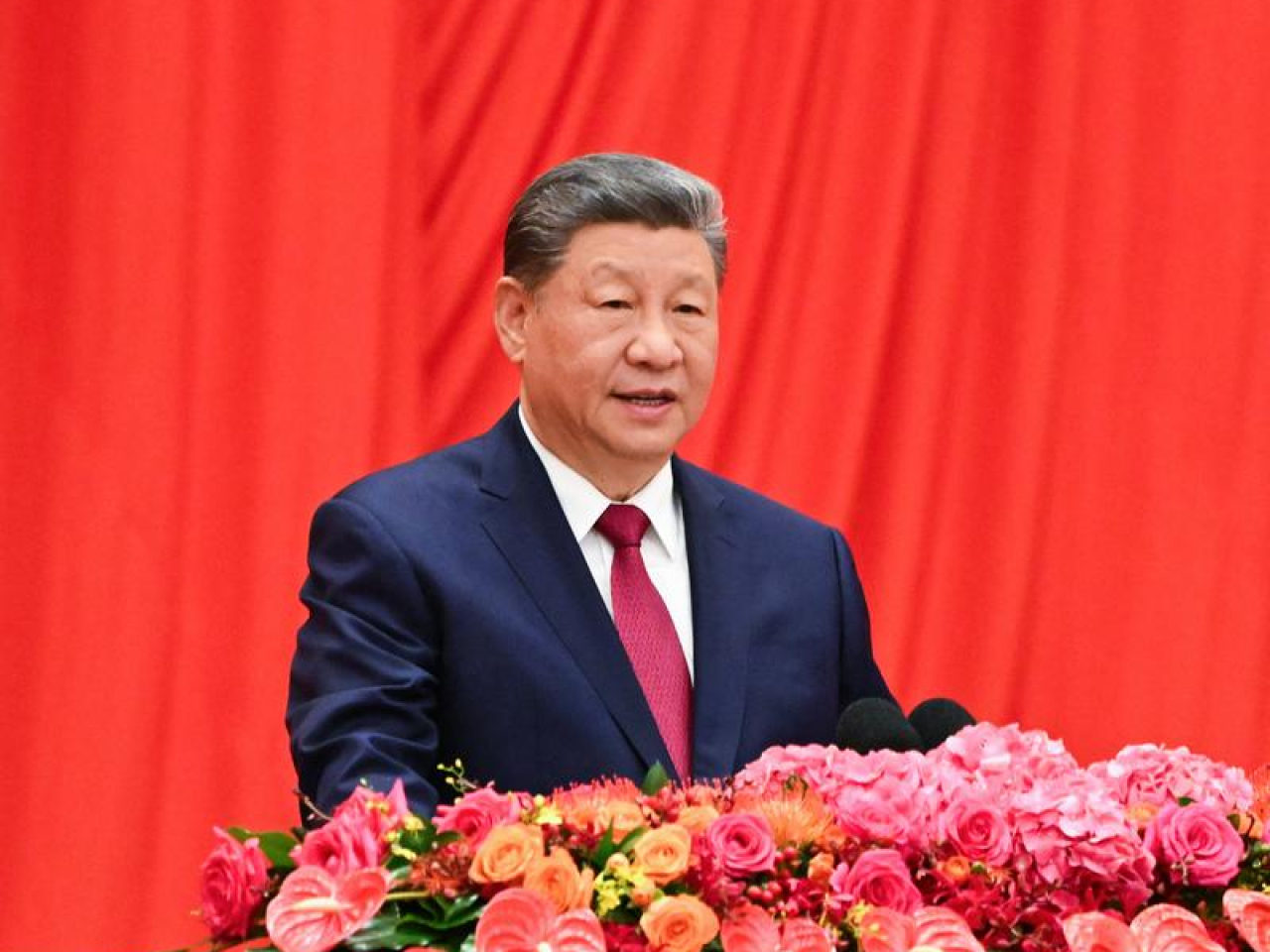 習近平出席慶祝中華人民共和國成立77周年招待會，發表重要講話。（新華社資料圖片）