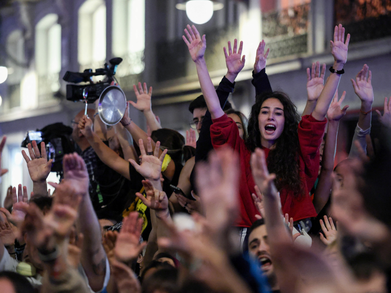 Activists rally to demand political action on housing. Photo: Reuters