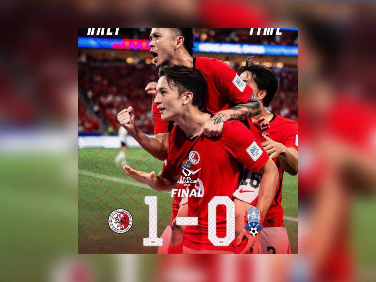 港隊憑前鋒安永佳的入球，上半場領先柬埔寨1:0。( 中國香港足球總會)