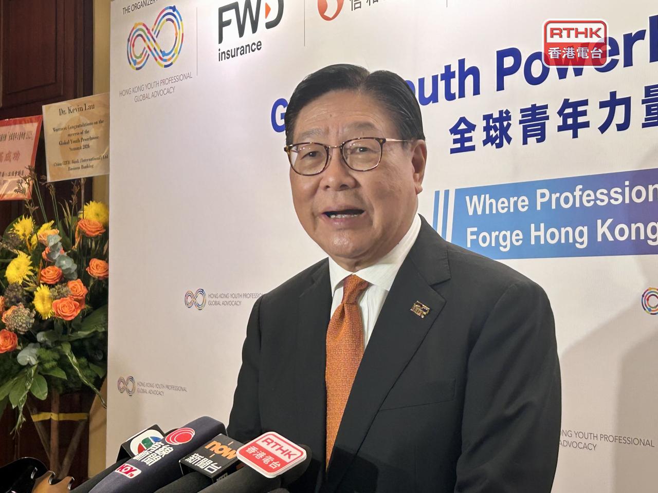 馬時亨表示，期望新興市場更多利用香港作為金融中心拓展業務。（羅煒皓攝）