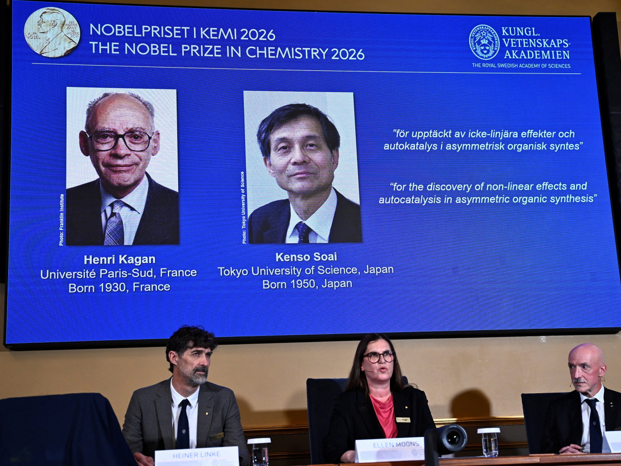 Henri Kagan and Kenso Soai are this year's winners of the Nobel Prize in chemistry. Photo: Reuters
